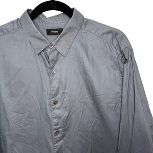 Theory Mens Zack Truce Oxford Shirt Grey Long Sleeve Button Down H114501R XL